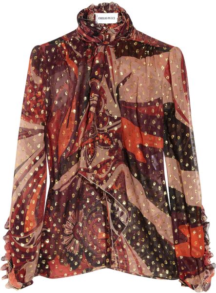 Emilio Pucci Printed Silkblend Chiffon Blouse in Multicolor (multicolored) - Lyst