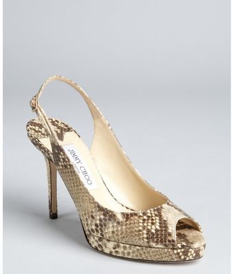  Brown Snakeskin Nova Peep Toe Slingbacks 