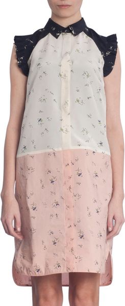 Marni People Print Shoulder Ruffle Dress in White - Lyst