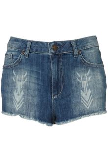 Moto Moto Aztec Burn-out Hotpants - Lyst