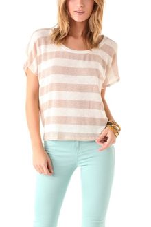 Splendid Metallic Stripe Loose Knit Short Sleeve Top - Lyst