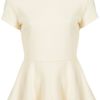 Topshop Ponte Peplum Top in Beige (cream) - Lyst