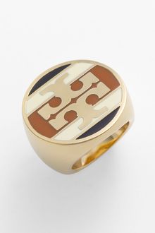 Tory Burch Stripe Logo Ring - Lyst