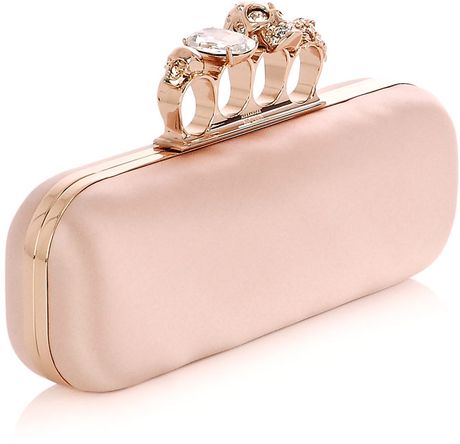 Alexander Mcqueen Satin Knuckleduster Clutch Bag in Pink - Lyst