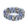 Anne Klein Imitation Rhodium Tone Blue Glass Beaded Stretch Bracelet in Blue - Lyst