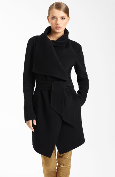 womens black funnel neck coat