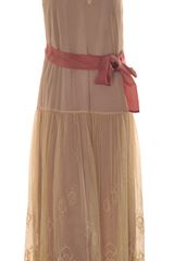Hoss Intropia Ivory Lace Dress with Pink Ribbon