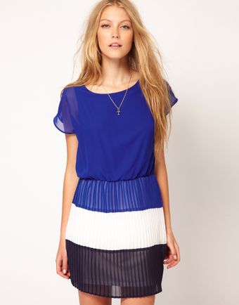 Mango Mango Colour Block Dress with Open Back - Lyst