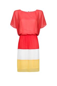 Mango Pleated Color Block Dress - Lyst
