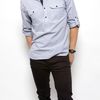 Shipley & Halmos Ford Woven Henley in Blue for Men - Lyst