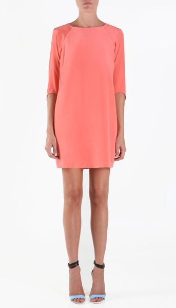 coral shift dress