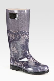 Valentino Laceprinted Rubber Rain Boots - Lyst