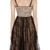 Valentino Pleated Lace Dress in Brown - Lyst