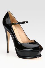 Yves Saint Laurent Patent Leather Mary Jane Platform Pumps