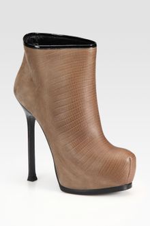 Yves Saint Laurent Lizardembossed Leather Platform Ankle Boots - Lyst