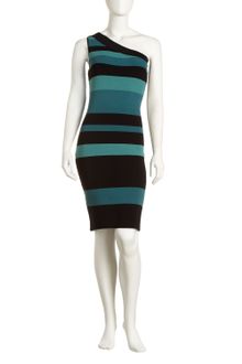 Andrew Marc Oneshoulder Striped Bandage Dress - Lyst