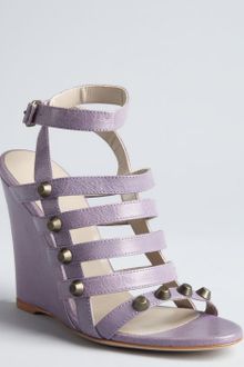Balenciaga Wisteria Leather Studded Cage Wedge Sandals - Lyst