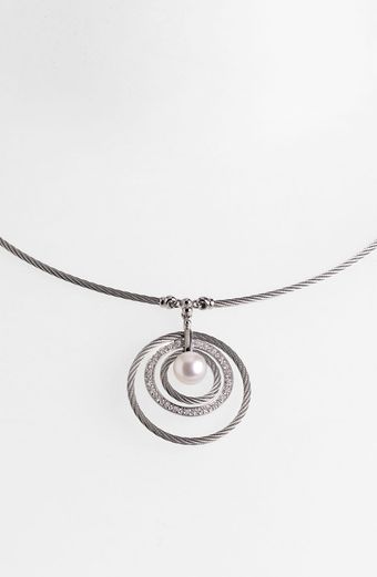  Pearl Diamond Pendant Necklace 