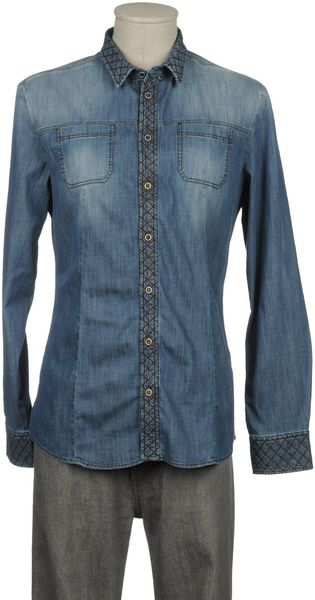 Frankie Morello Denim Shirt - Lyst