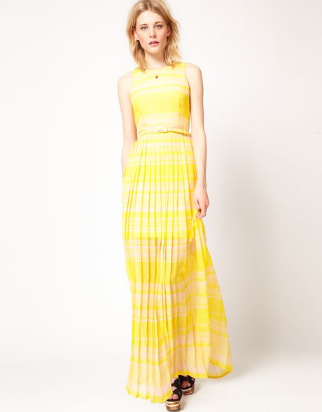 French Connection French Connection Stripe Maxi Dress in Yellow (peachalbatroubley) - Lyst