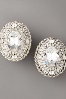Jose & Maria Barrera Oval Crystal Clip Earrings - Lyst