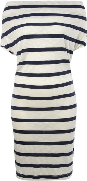 Linea Weekend Striped Cowl Neck Dress in Blue (navy) - Lyst