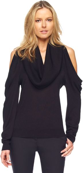 Michael Kors Coldshoulder Cowlneck Top in Black - Lyst