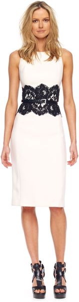  Lacedetailed Boucle Sheath Dress 