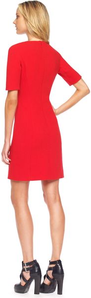 Stretch Boucle Shift Dress Red 