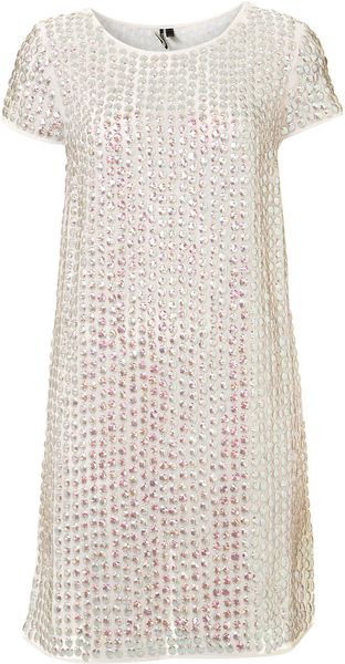 Topshop Shimmer Sequin Shift Dress - Lyst