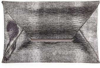  Metallic Envelope Clutch Silver 