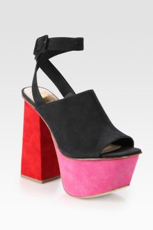 Dolce Vita Gena Suede and Nubuck Leather Colorblock Platform Sandals - Lyst
