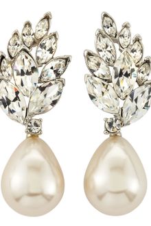 Kenneth Jay Lane Crystal Cluster Pearl Drop Earrings - Lyst