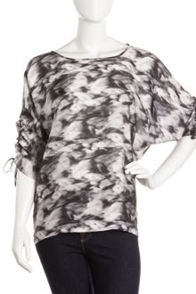 Michael by Michael Kors Ruched sleeve Peasant Top - Lyst