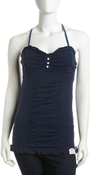  Ruched Jersey Tank Navy 