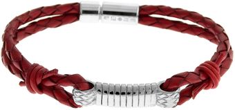 Tateossian Woven Leather Bracelet Red 21cm - Lyst