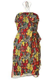 Anna Sui Lipstick Poppy Print Silk Bustier Dress - Lyst