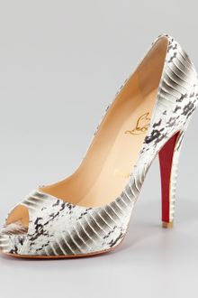 Christian Louboutin Very Prive Snakeskin Peeptoe Pump - Lyst