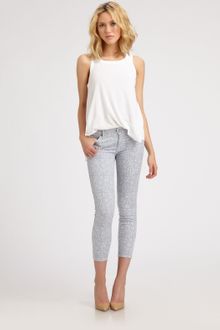 7 For All Mankind Cropped Laceprint Skinny Jeans - Lyst