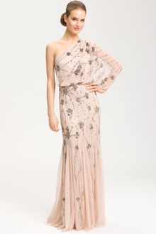 Adrianna Papell Beaded One Shoulder Gown - Lyst