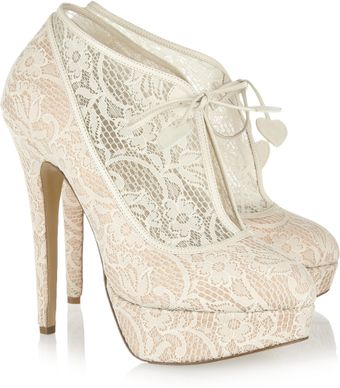 Charlotte Olympia Minerva Lace And Satin Ankle Boots - Lyst