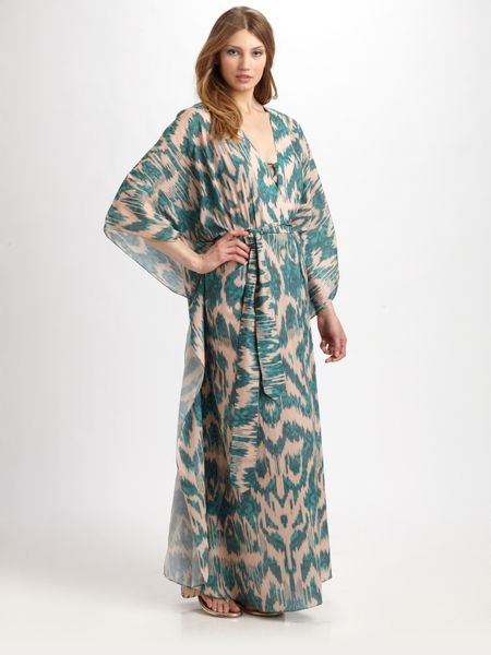 Clube Bossa Printed Long Caftan in Green (emerald) - Lyst