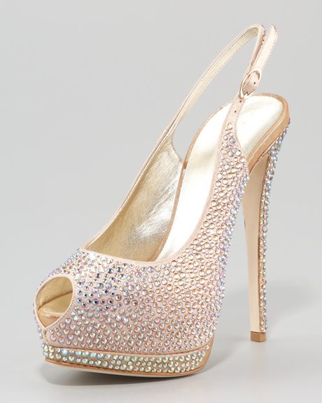 Giuseppe Zanotti Crystallized Platform Slingback in Beige (pink champagne iv) - Lyst