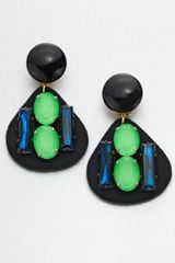 Marni Multicolored Stone Embellished Clipon Drop Earrings