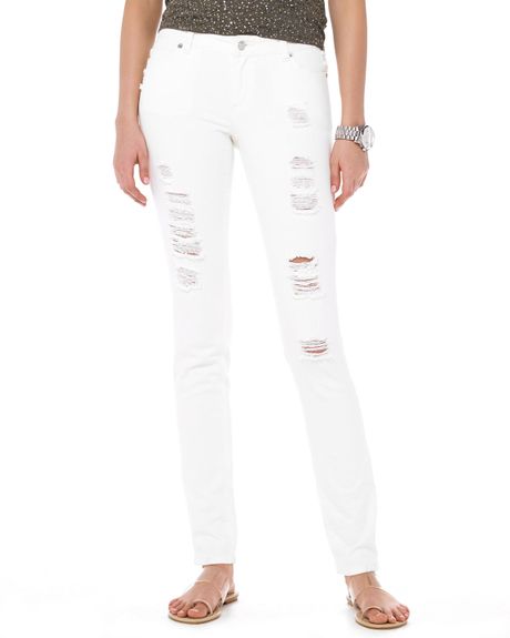 Michael Kors Michael Michael Kors Distressed Slim Jeans in White (natural) - Lyst
