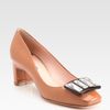 Miu Miu Patent Leather Jewel Buckle Pumps in Beige (tan) - Lyst