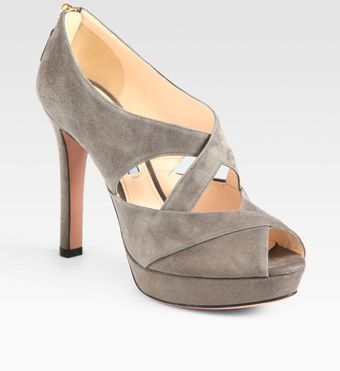 Prada Suede Criss Cross Platform Booties - Lyst