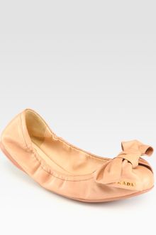 Prada Leather Bow Ballet Flats - Lyst