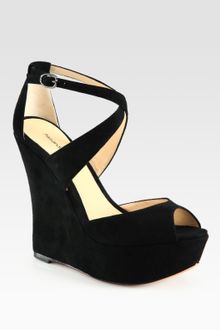 Alexandre Birman Suede Wedge Platform Sandals - Lyst