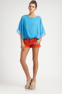 Alice + Olivia Leather 5pocket Hipster Shorts - Lyst